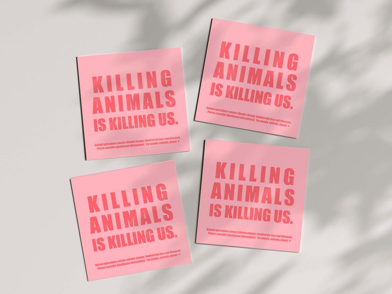 Vegan Indoor/Outdoor Stickers 'Killing Animals is Killing Us'
