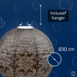 Lumiz Solar Lampion Marrakesh Round - Solarne oświetlenie ogrodowe - 30 cm - Taupe