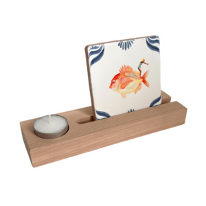 Wooden tile holder for tea light