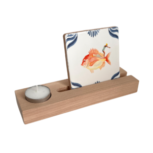 Wooden tile holder for tea light