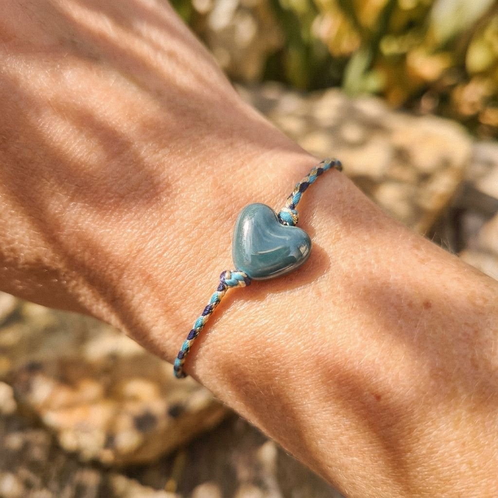 Bracelet Tressé Coeur Vert
