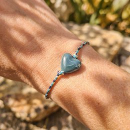 Bracelet Tressé Coeur Vert