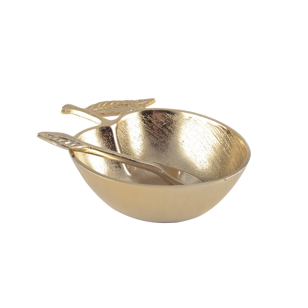 Apple golden cup with small spoon 18x13.5x5cm