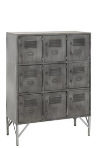 J -Line Cabinet - 9 Doors - Metal - Silver
