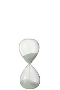 J-Line zandloper - glas/zand - wit - small
