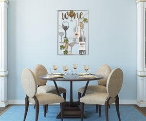 Metallbild WEIN SILBER 51x74 cm – Deko modern