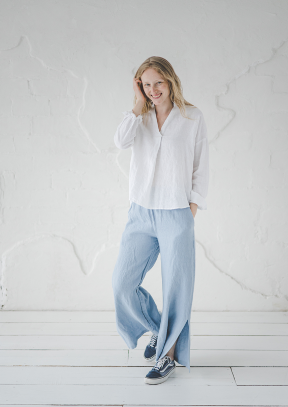 Lässige Leinenhose mit Schlitz für Damen