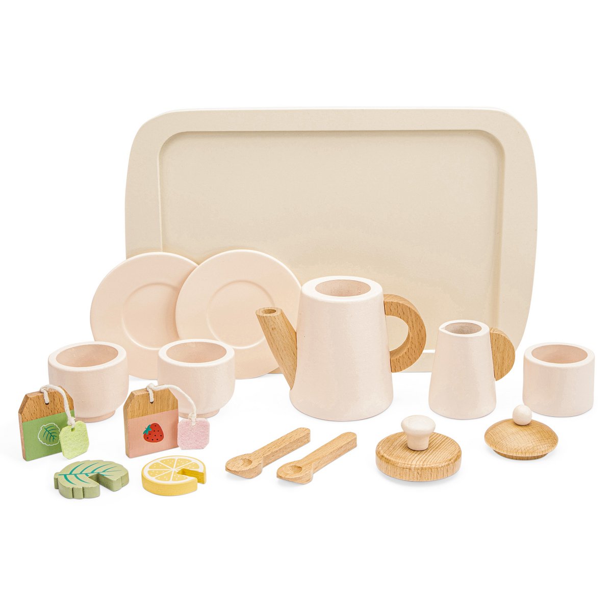 Houten Theeservies Roze - 16-delig
