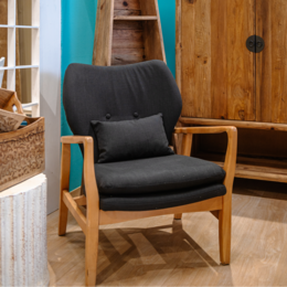 Swedish style black fabric armchair 82 x 67 x 70 cm