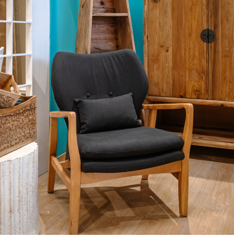 Swedish style black fabric armchair 82 x 67 x 70 cm