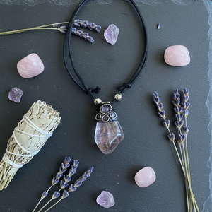 Amethyst ketting voor kalmte - handgemaakt in Peru | Edelsteen ketting spiritualiteit