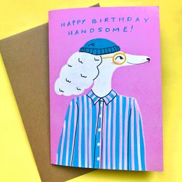 Tarjeta de felicitación de cumpleaños de caniche guapo (ecológico)