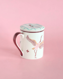 Handpainted Ceramic Mug - Infuser, Lid, 410ml