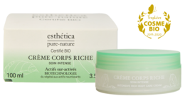 Intensive nourishing cream, certified organic, with rich texture and green leaf design.
