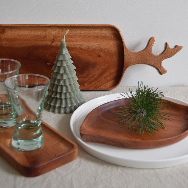 Khaya Wood - Antler Serving Tray