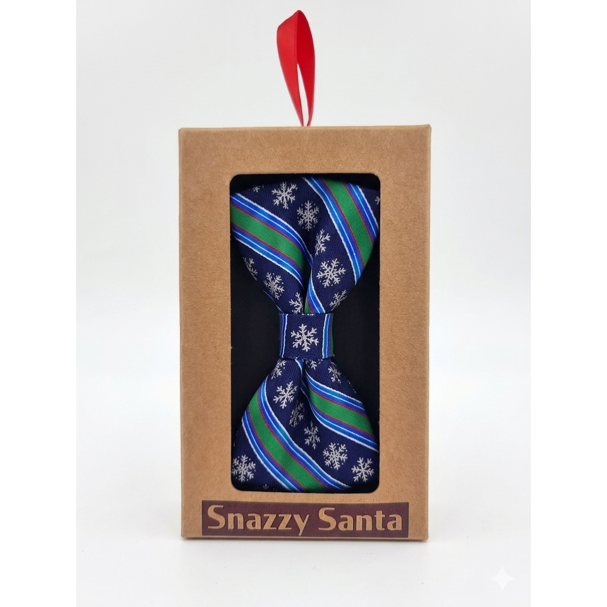 Bowtie - Blue with stripes and snowflakes