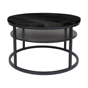Coffee table Delhi Black Mango Wood Round ø70 cm
