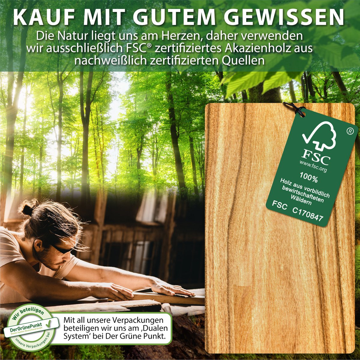 Serveringsbestyrelse 'Luis' 2 sæt lavet af FSC® Acacia Wood med skiferplader & Saucen