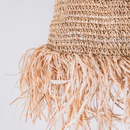 Raffia Boho Lampeskærm – Hængelampe – Pendel – Håndvævet loftslampe med lange frynser (3 størrelser Ø 30/40/50 cm) KALIMA