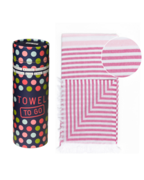 TOWEL TO GO BALI Toalla de Playa de Algodón 180x100 cm | Ligero de secado rápido | Fucsia / Rosa | con caja de regalo