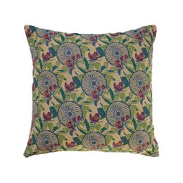 NIN-NIT Cojín Soleil Classiques | cojín decorativo con estampado de naturaleza soleada y hojas | 100% algodón tejido | verde | azul | ocre | beige | blanco | morado | multicolores | 50x50cm