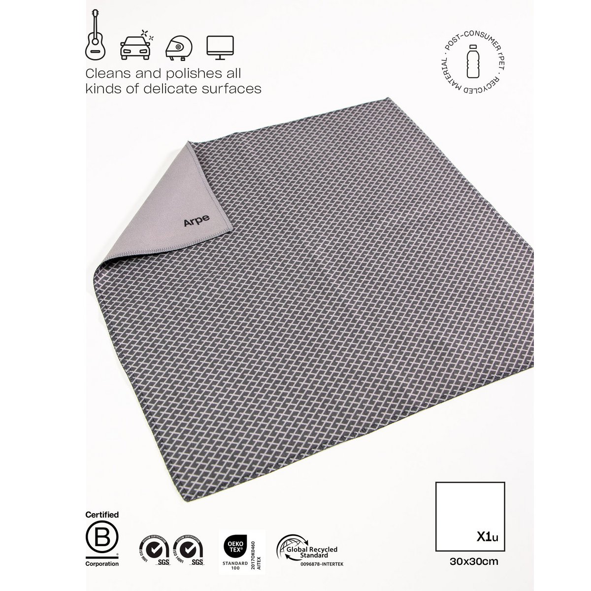 Large Cleaning Cloth Basic Gray