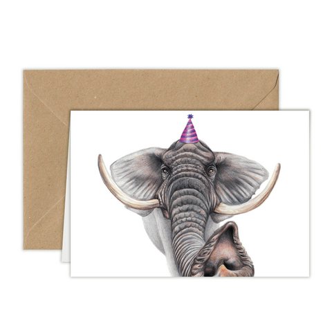 Grappige olifant verjaardagskaart, wenskaart, 4,72'' x 6,69''