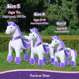 PonyCycle Classico giro ufficiale sui giocattoli Modello U Unicorno bianco, rosa e viola, con freno e suono