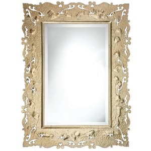 Rechteckiger Wandspiegel aus Fusion-Glas mit BUCINTORO ORO-Dekoration cm. 60x80