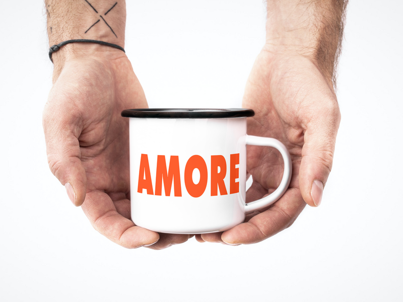 Retro Emaille-Tasse  AMORE 🖤