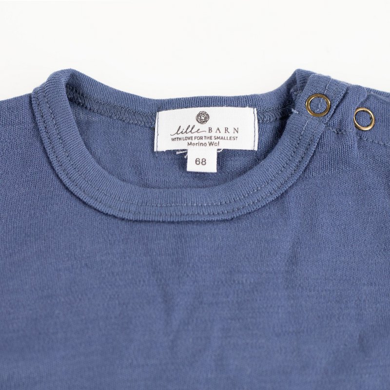 Kurzarm-Body aus Wolle – Merinowolle – Vintage Indigo