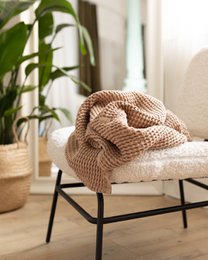 vaffel babytæppe linned/bomuld 100x120 cm brik