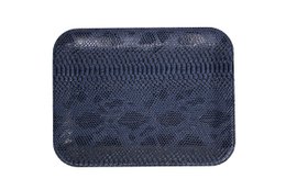 Plateau plat petit simili cuir reptile bleu foncé