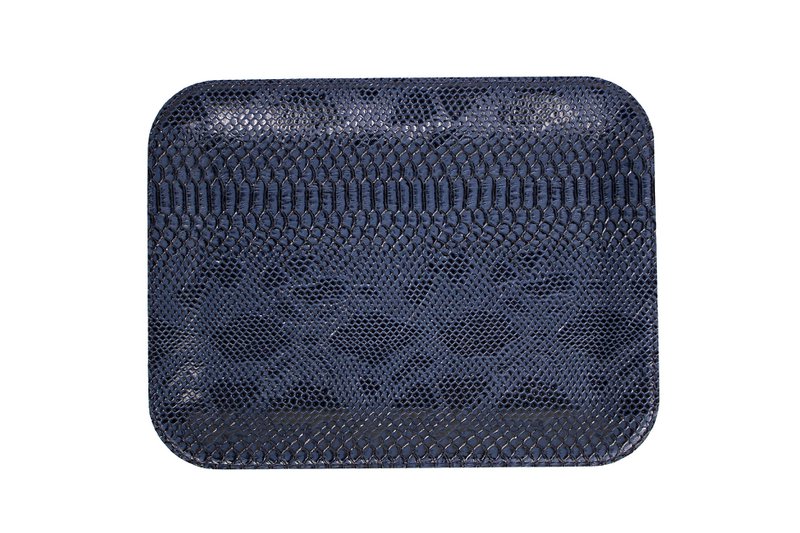 Dienblad plat klein kunstleer reptiel donkerblauw
