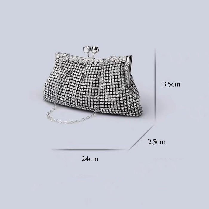 Luxe Diamond-Look Clutch-Gold & Silver