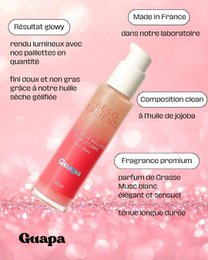 Olio corpo secco glitterato – GUAPA – Muschio bianco