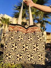 PACK OF 4 UNITS - BLOCK PRINT COTTON BAGS SOLLER COLLECTION