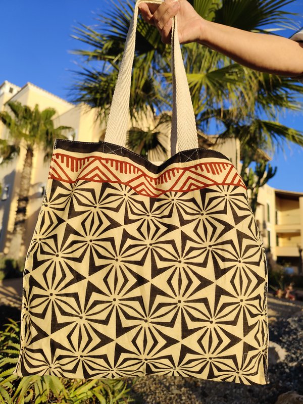 PACK OF 4 UNITS - BLOCK PRINT COTTON BAGS SOLLER COLLECTION
