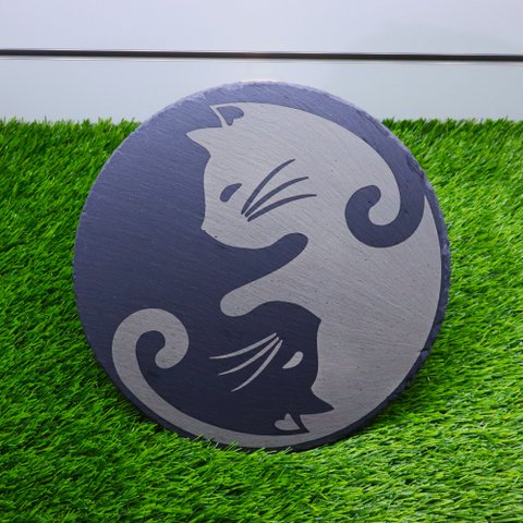 Premium Yin Yang Cat Slate Serving Board, keukendecor cadeau
