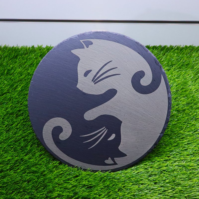 Premium Yin Yang Cat łupek do serwowania, prezent w kuchni