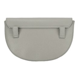 RB1027BO | Bolso bandolera redondeado para mujer en piel auténtica Made in Italy. Bandolera de piel extraíble y ajustable. Accesorios Níquel Pulido - Color Hielo - Dimensiones: 25 x 15 x 9 cm
