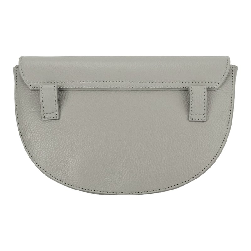 RB1027BO | Bolso bandolera redondeado para mujer en piel auténtica Made in Italy. Bandolera de piel extraíble y ajustable. Accesorios Níquel Pulido - Color Hielo - Dimensiones: 25 x 15 x 9 cm