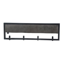 "Stone gray velvet leather look wall coat rack, 80cm wide, four hooks, modern minimalist style"