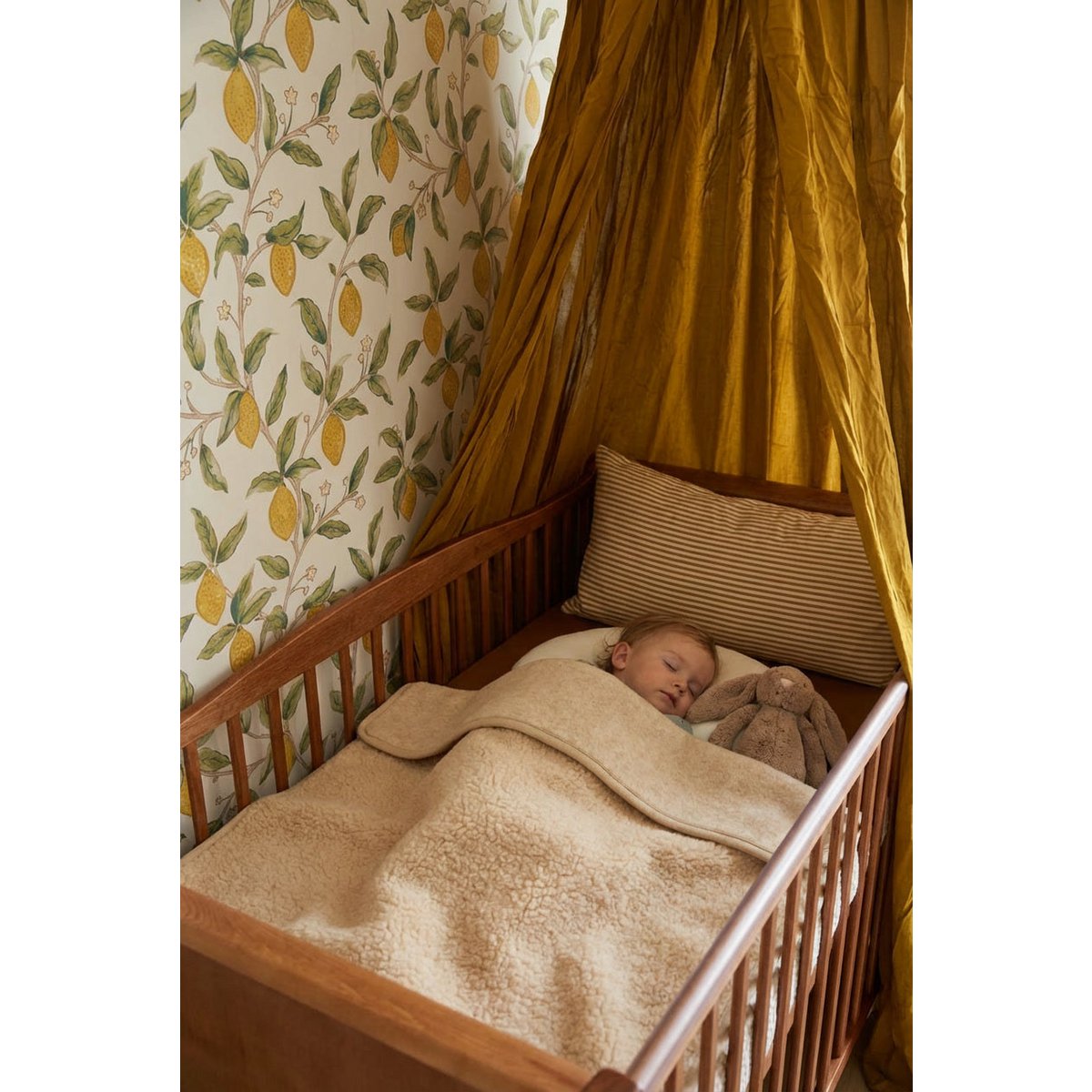 Wollen ledikantdeken 93x135cm - Merinowol - Amandel