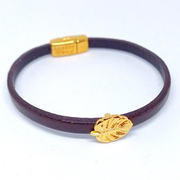 Semplice Monstera 24K vergoldetes Lederarmband
