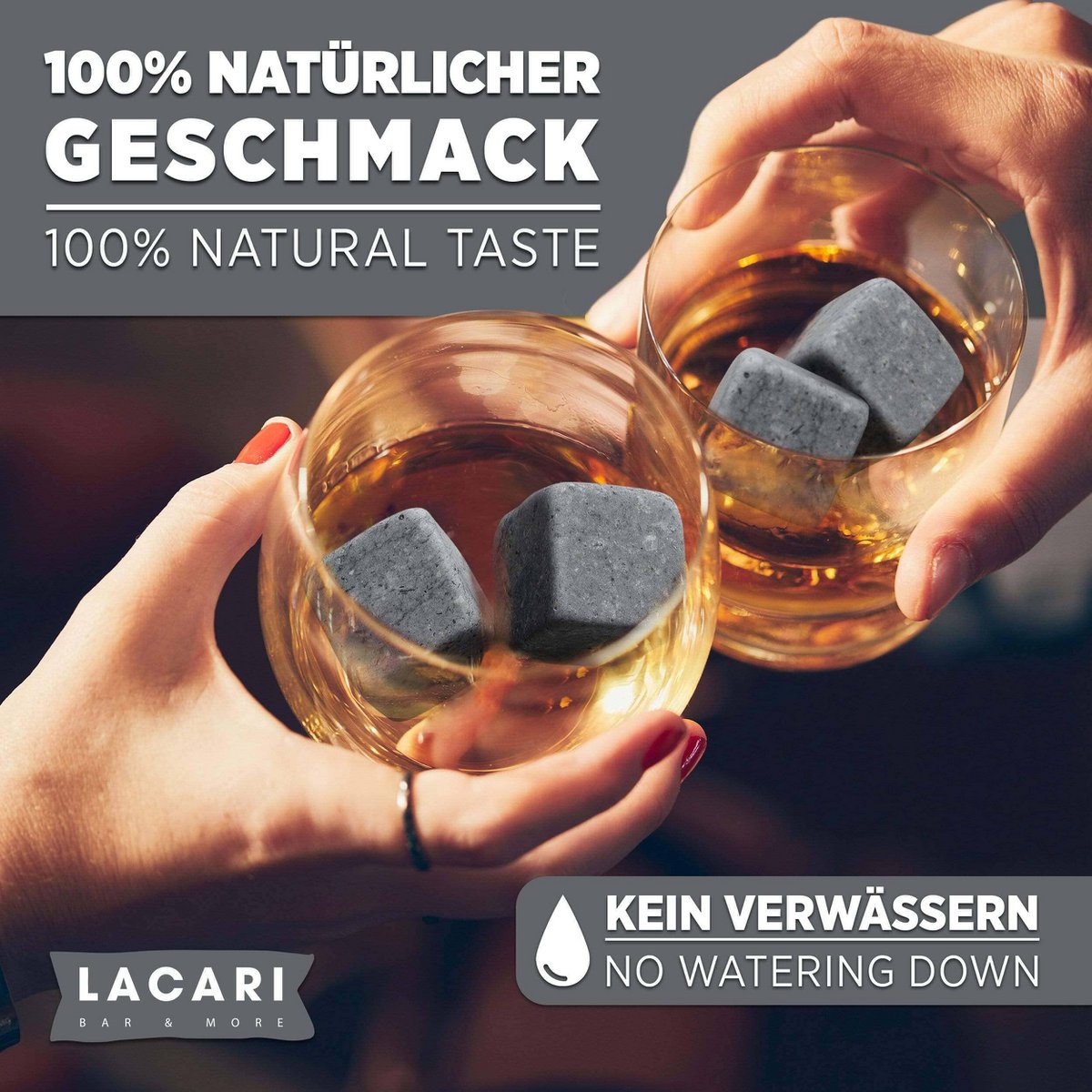 Ensemble de 9 pierres à whisky en pierre volcanique | Pour des boissons fraîches sans diluer