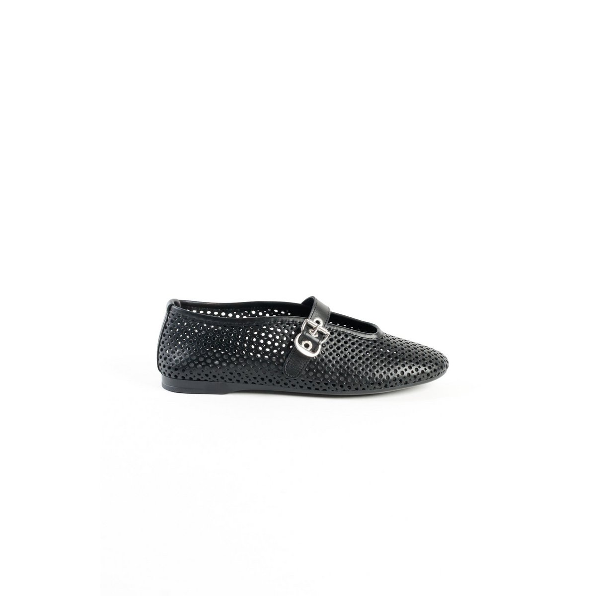 CARROLL BLACK – Ballerinas aus perforiertem Leder mit Schnalle