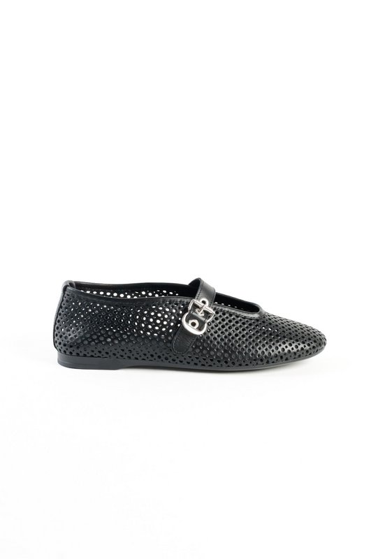 CARROLL BLACK – Ballerinas aus perforiertem Leder mit Schnalle