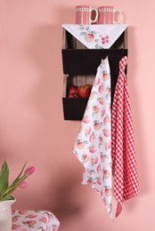 Theedoek 50x70 cm Rood Wit Katoen Appel Keukenhanddoek