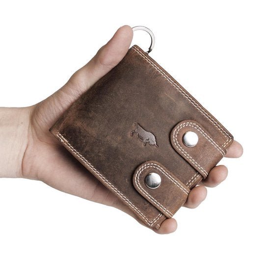 Brieftasche Herren Cognac mit Kette - stilvoller und praktischer Brieftasche aus echtem Leder, geeignet für Männer und Frauen.